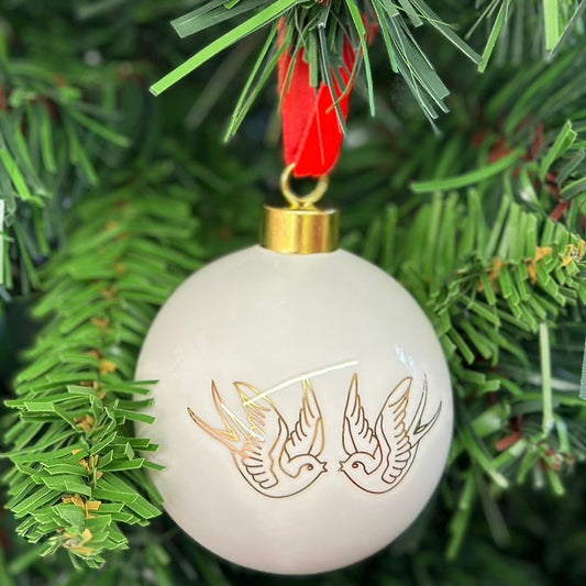 Christmas Swallow Bauble - Berry Red