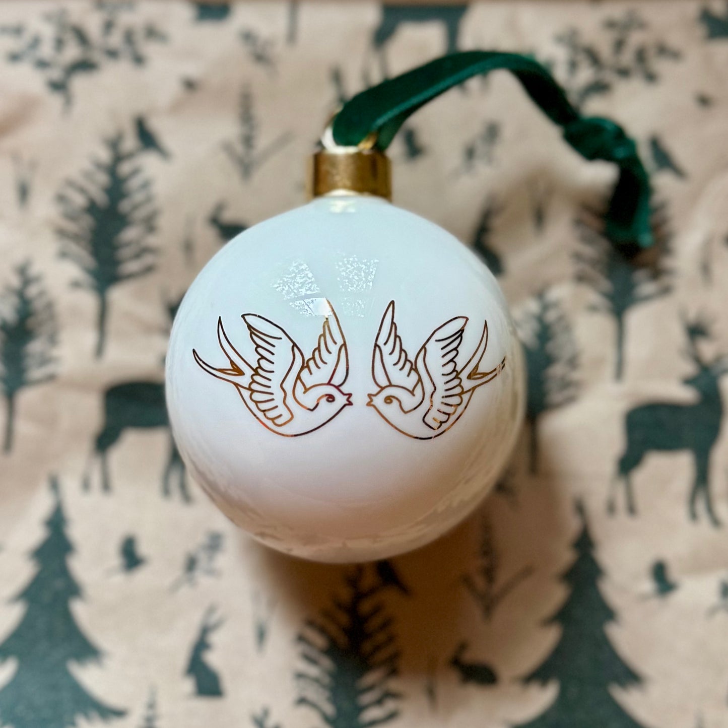 Christmas Swallow Bauble - Fir Green