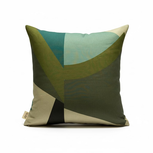 Decorative pillow with geometric pattern on a white background, 